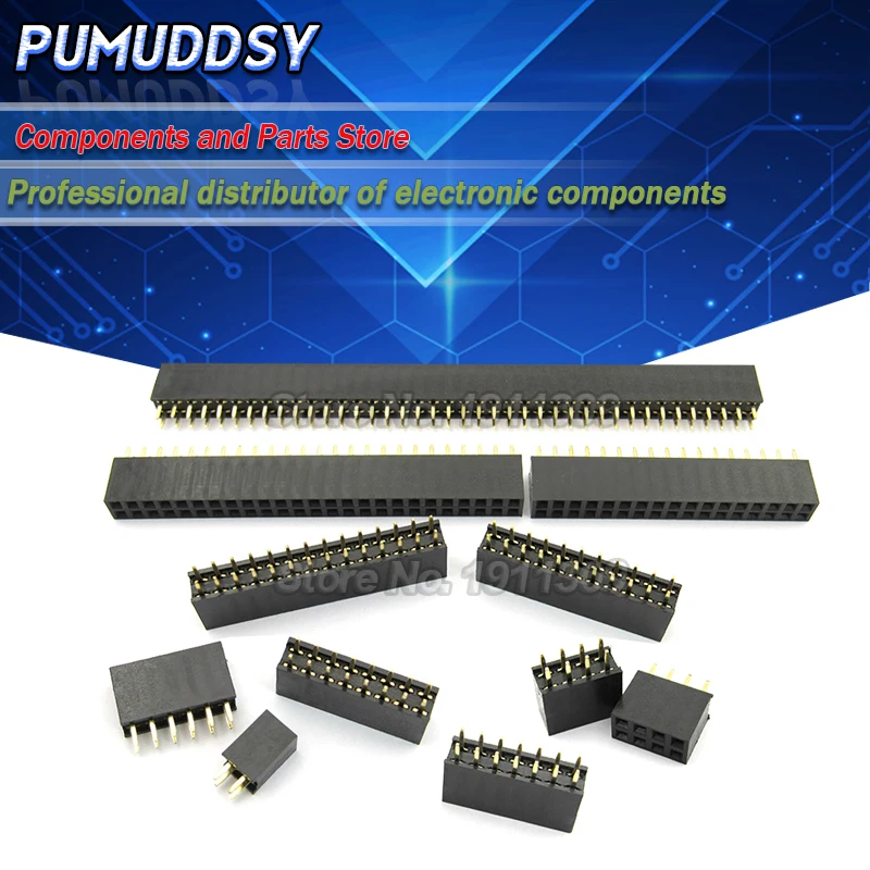 10PCS Double Row Pin Female Header Socket Pitch 2.54mm 2*2p 3PIN 4PIN 5PIN 6PIN 7PIN 8PIN 9PIN 20PIN Connector