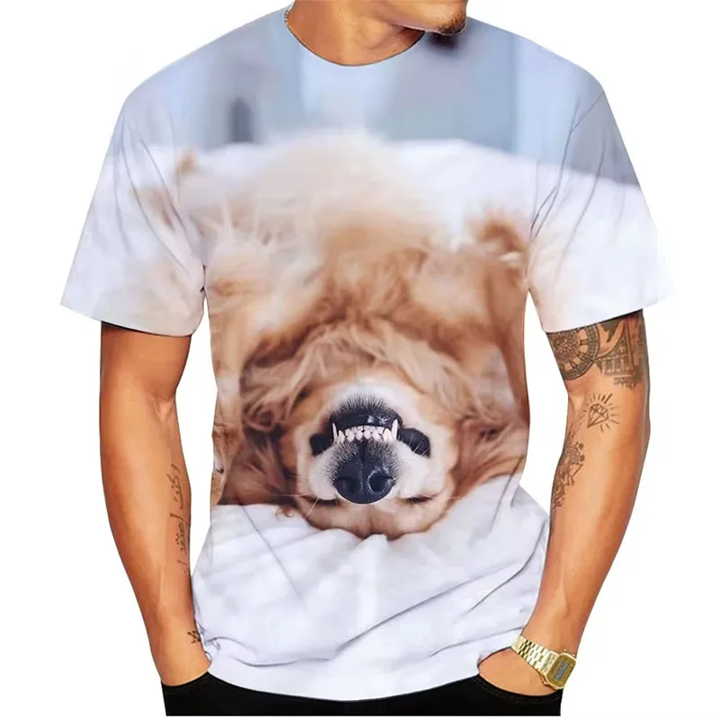 Estate 3D Stampa T-shirt Estate Uomo Donna Golden Retriever Manica corta Animale Oversize Harajuku Dog Tees Top Abbigliamento per bambini