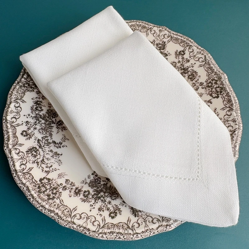 12 Pieces Flax Linen Napkins Hemstitched Linen Napkins Dinner Cloth Linen Napkins Cloth Washable Flax Cloth Napkin