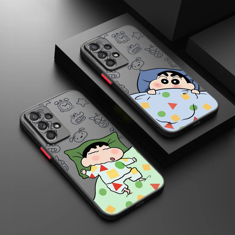 Etui na telefon Cute Crayon Shin chan do Samsung S9 S10 S20 S21 S22 S23 S24 Plus Lite Ultra FE Frosted Translucent Cover Soft Funda