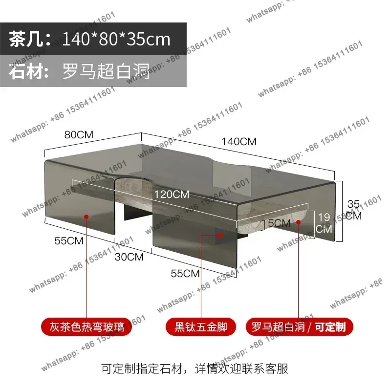 Lichte Luxe Minimalische Natuurlijk Marmeren Salontafel Grote En Kleine Appartet نوع Woonkamer Glazen Creatives #6