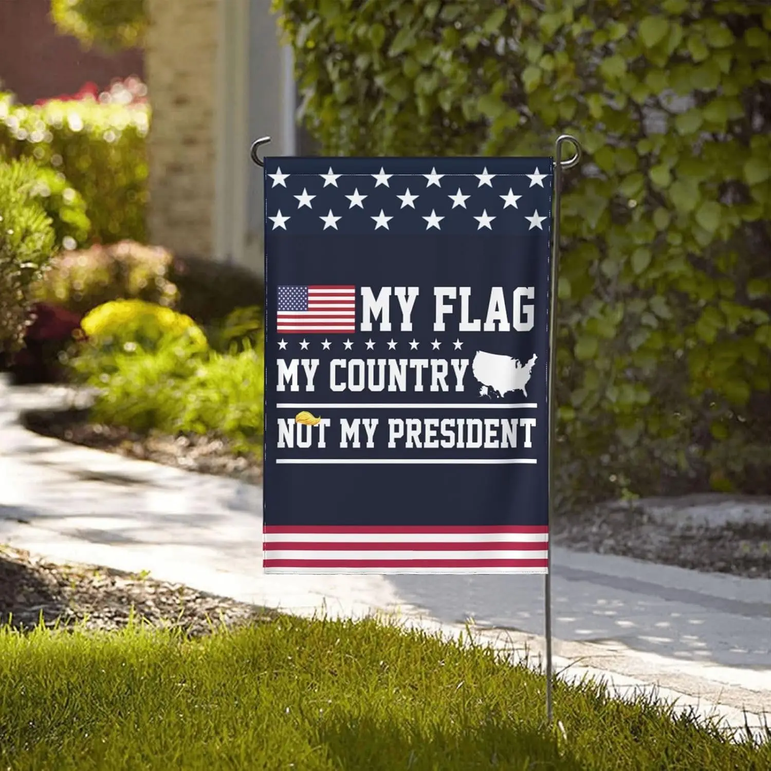 My Flag My Country Not My President flags Usa Map American Flag 12x18 Garden Banner Double-Side No Flaglope PPZ