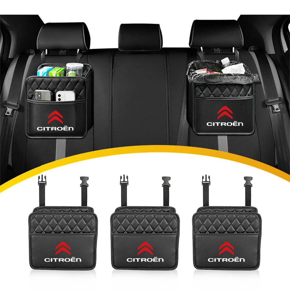 حقيبة تخزين للمقعد الخلفي للسيارة من الجلد المقاوم للماء ، حقيبة قمامة داخلية ، سيتروين C1 ، C2 ، C4L ، VTS ، بليو ، C5 DS