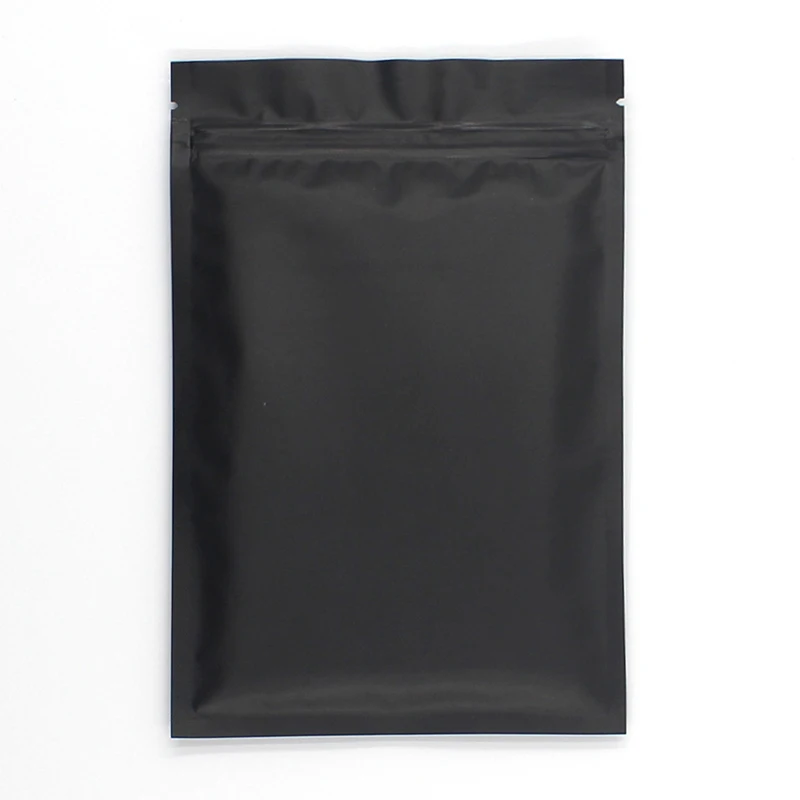 Wiederverschließbarer Kaffee-Kräuterpulver-Reißverschlussbeutel, geruchsdicht, flache Beutel, mattschwarz, kleine Mylar-Beutel aus Aluminiumfolie mit Reißverschluss – Detail 7