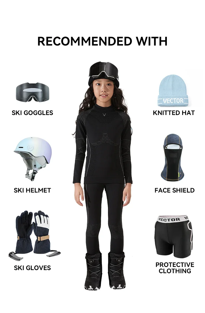 VECTOR Children Ski Thermal Underwear Sets Sports Quick Dry Tracksuit Fitness Workout Exercise Tight Shirts Jackets Sport Suits