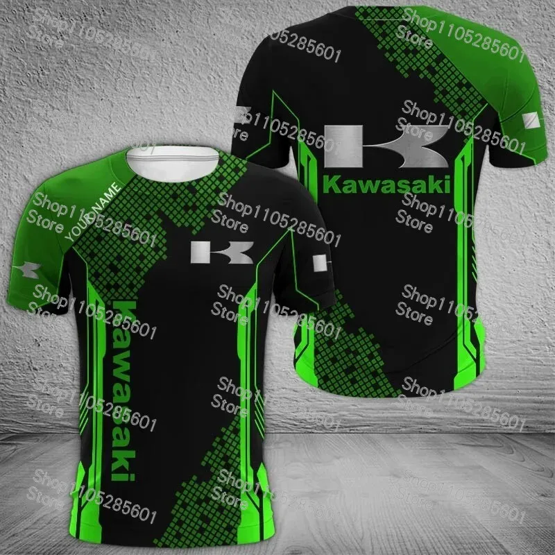 Kawasaki Themed Casual Short-Sleeve T-Shirt Trendy Print Top for Motorcycle Enthusiasts Daily & Riding Use view 5