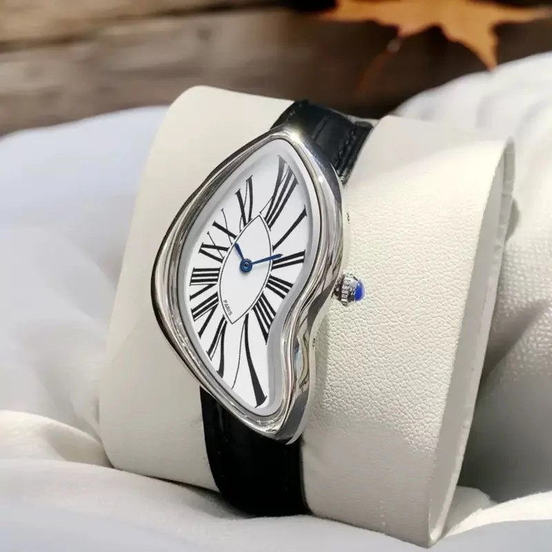 Jam tangan pria dan wanita Y2K twist baru, tali kulit modis, jam tangan kuarsa tahan air, hadiah, jam tangan pasangan