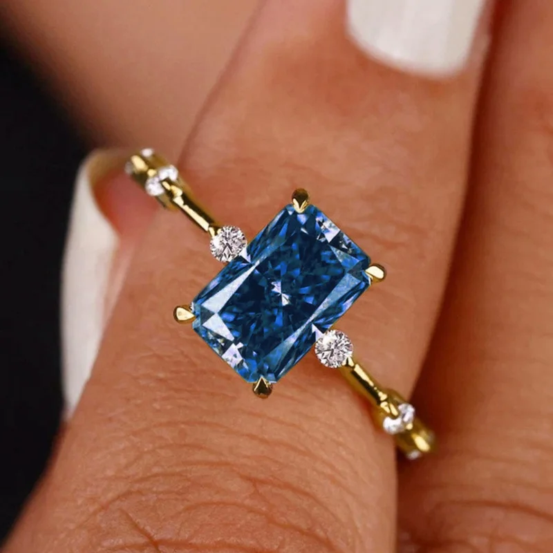 Huitan Minimalistischen Gelb Zirkonia Frauen Ringe Temperament Elegante Verlobung Hochzeit Party Zubehör Neue Mode Schmuck – Detail 13