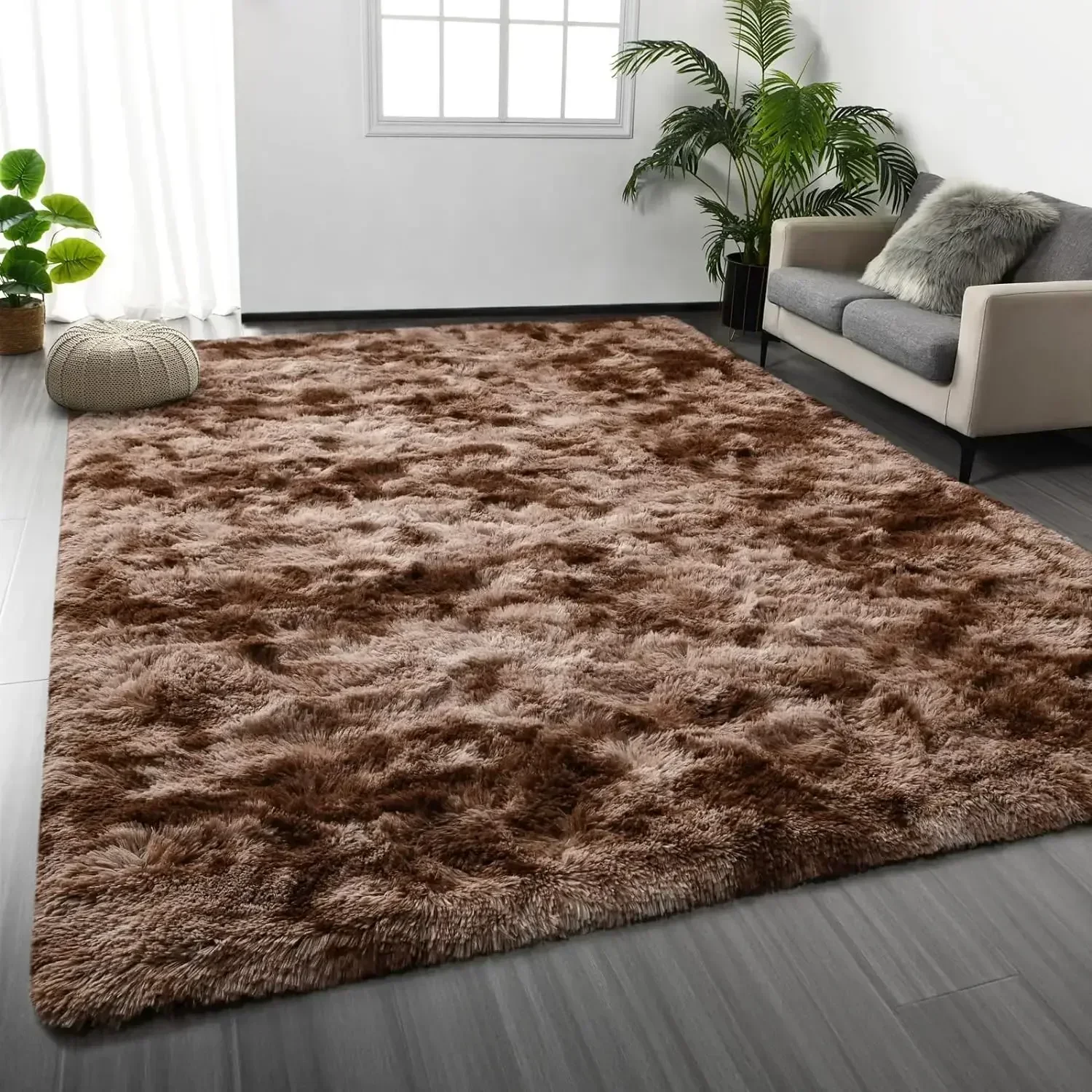 Furniture suppliesLarge Shag Area Rugs 8 x 10, Tie-Dyed Plush Fuzzy Rugs for Living Room, Ultra Soft Fluffy Furry Rugs for Bedro