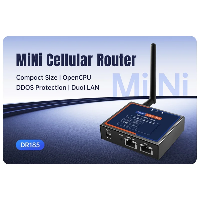 LTE Cat.1 Mini Industrial Cellular Router Global 4G LTE LAN/WAN OpenVPN/IPsec/GRE DDoS Protection OpenWrt OpenCPU USR-DR185S-G