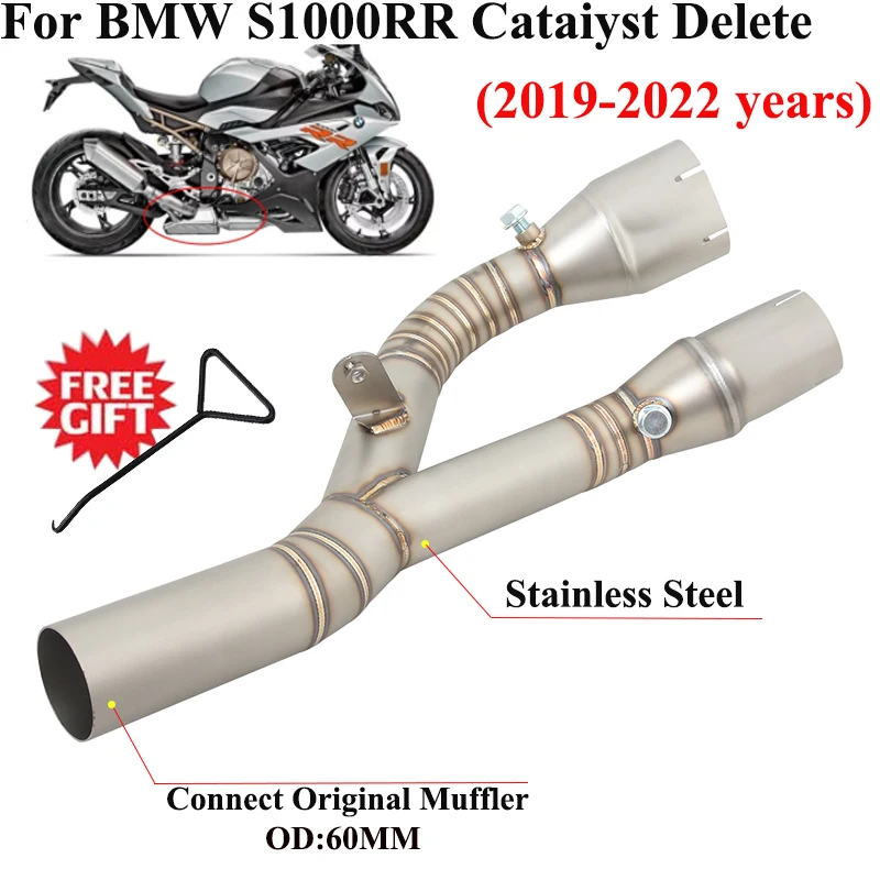 

Slip On For BMW S1000RR 2020 2019 2021 2022 Motorcycle Exhaust Modified Escape System Stainless Steel Middle Link Pipe Muffler