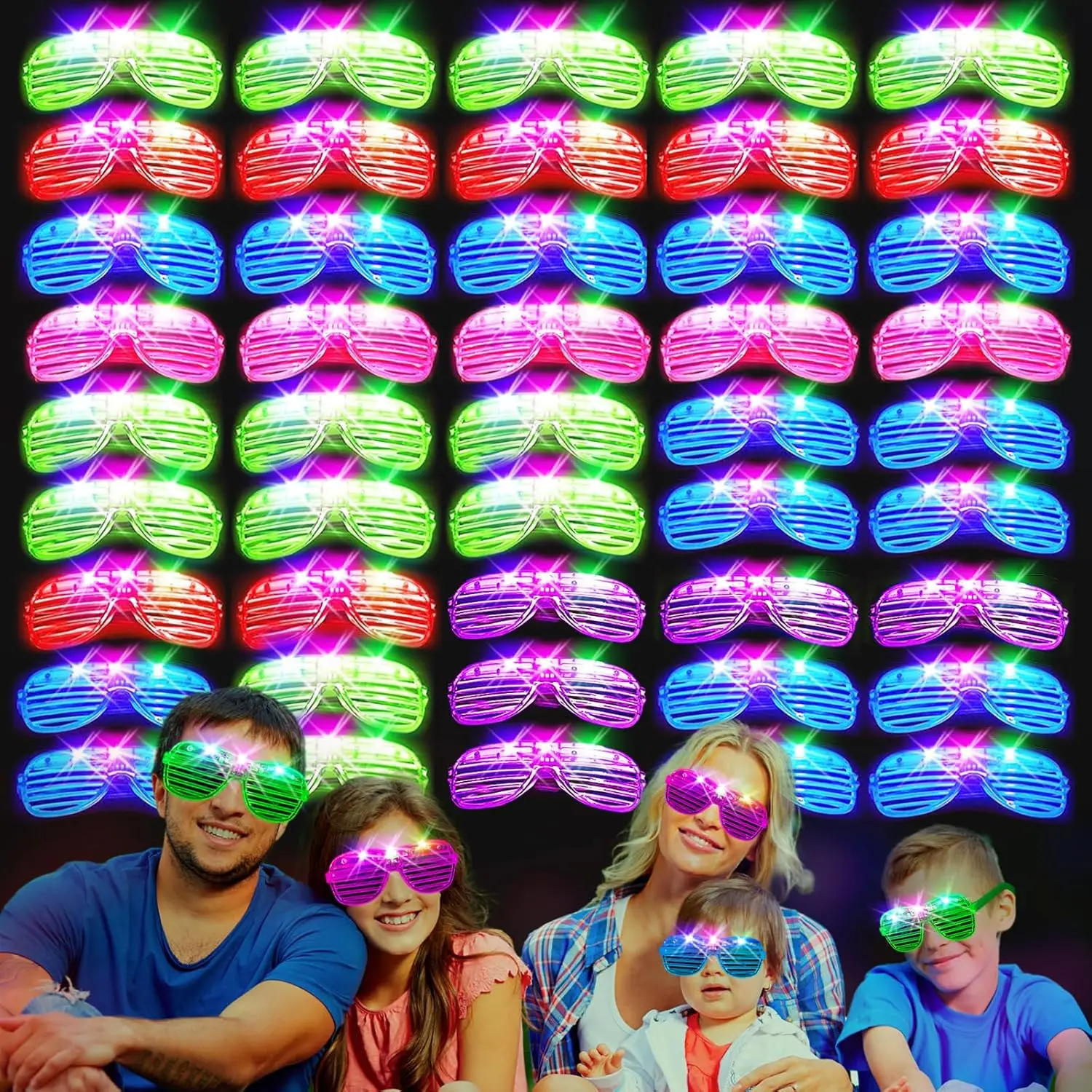 

Pack Of LED Sunglasses Light Up Glasses for Kids Adults Neon Flashing Glowing Party Supplies for Wedding Birthday Rave Carnival
