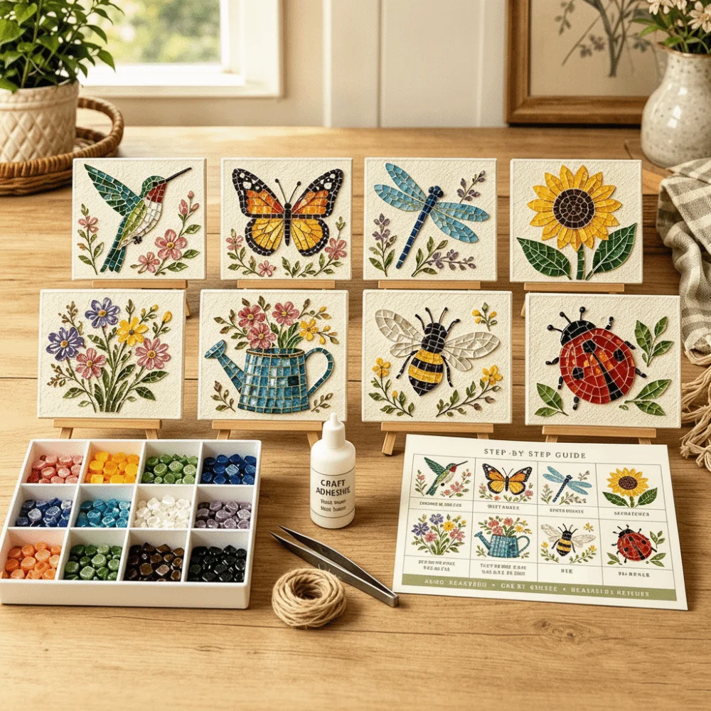 Glass Tiles Mosaic Kit DIY Beginner Friendly Glass Art Material Glass Mosaic Kit Mosaic Craft Supply DIY Glass Craft