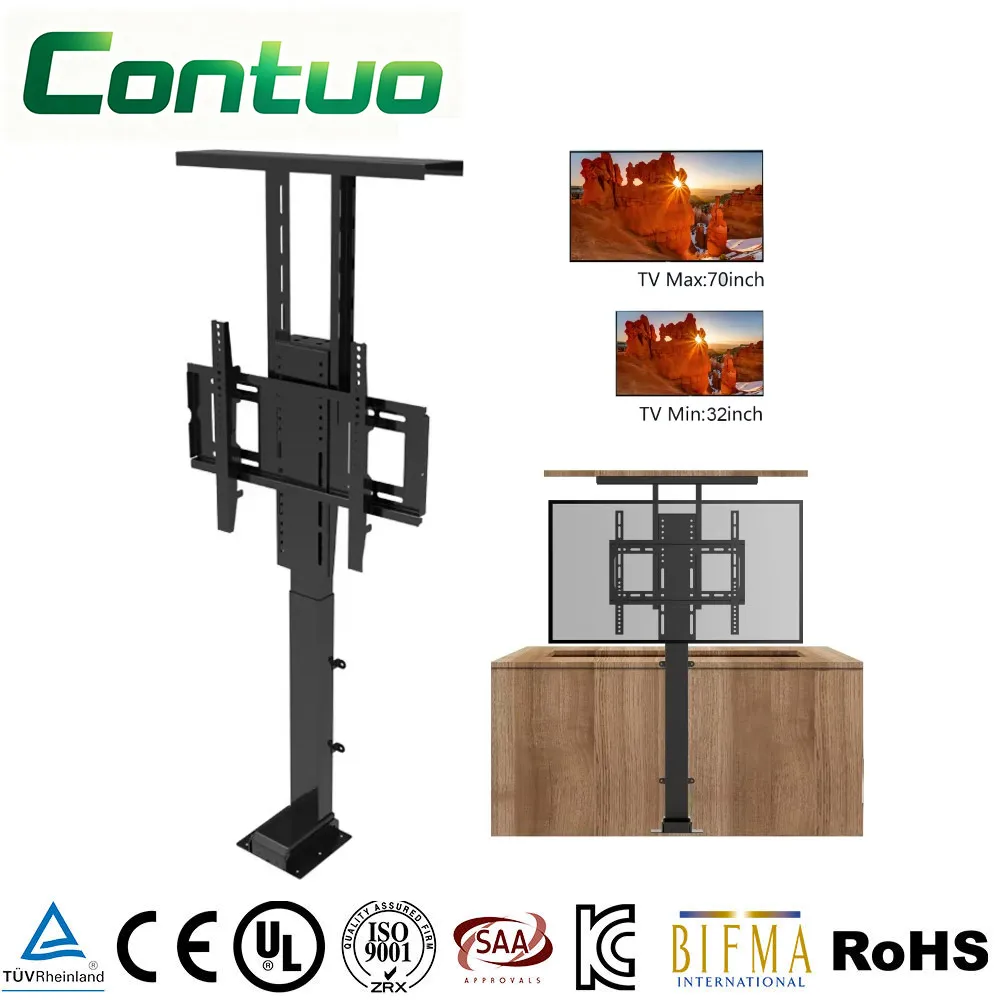 12V 24V Mechanical Hidden TV Lift System Mechanism Automatic Electric Ceiling TV Motorized Lift Stands for 32-70 Inches Cabinet