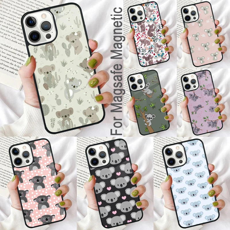 Cute koala bear Magnetic Soft Phone Case for iPhone 16 Promax 15 Pro 13 14 Plus 11 12 Mini MagSafe Coque