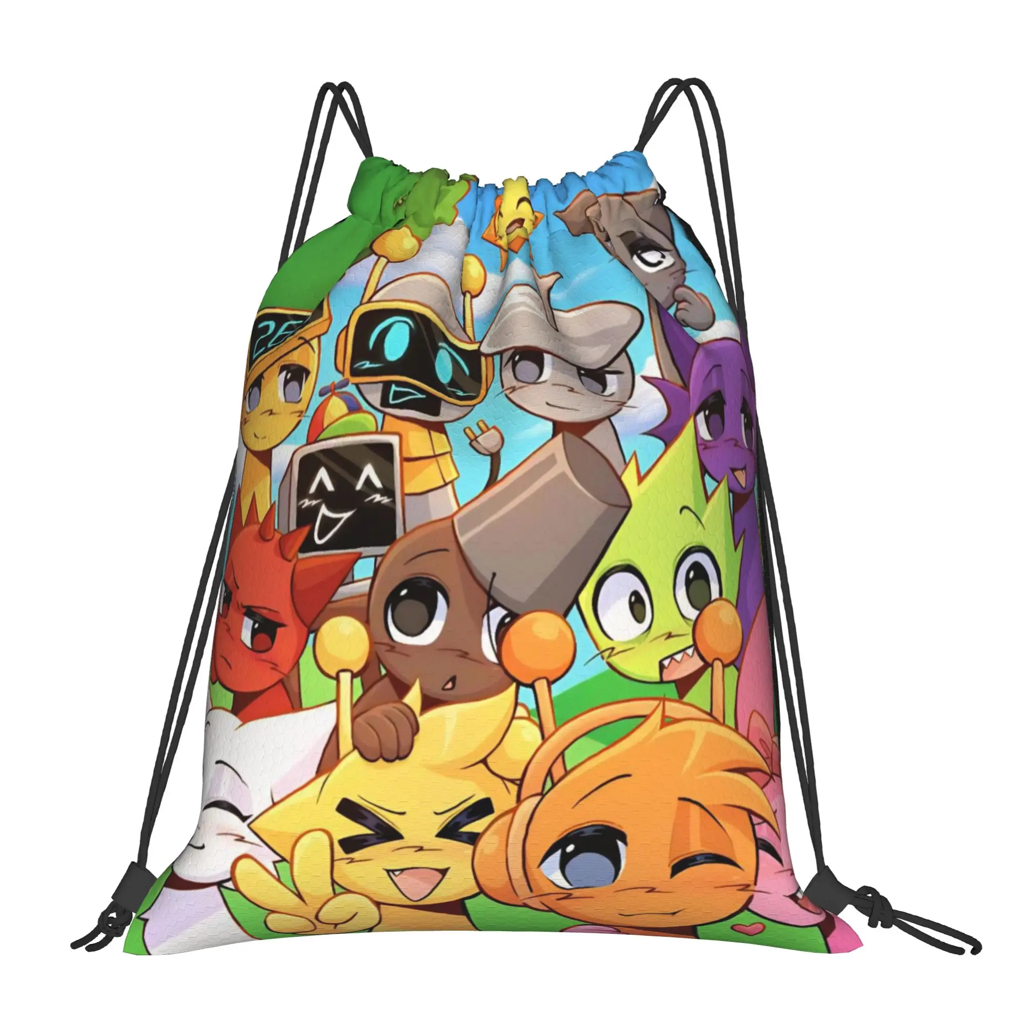 Cartoon Sprunki Music Game Backpack Drawstring Sports Bags Gym Bag  String Sackpack for Working Out 36cm (W) x 43cm (H)