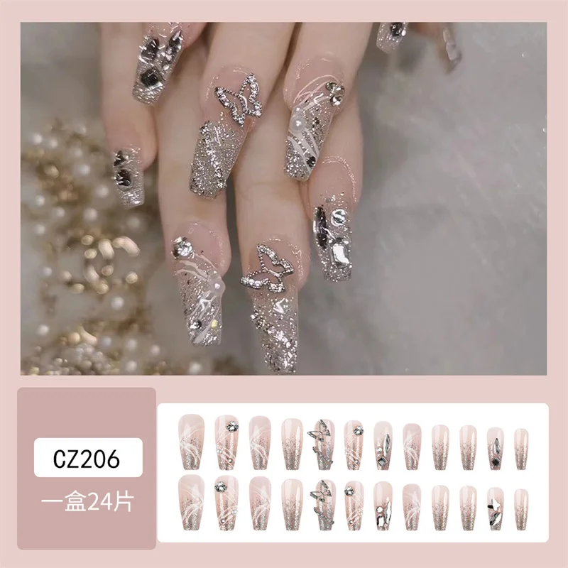 

Dazzling Popping Butterfly Press On Nails Removable Fake Nails