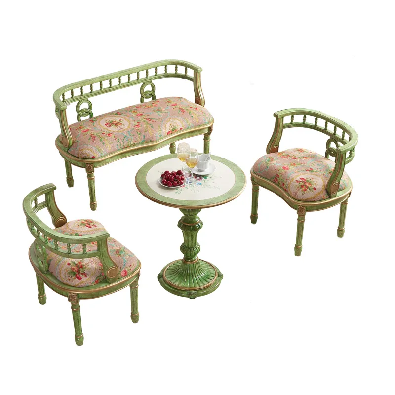 One table and three chairs Painted furniture Solid wood balcony Negotiation table and chairs Living room stool