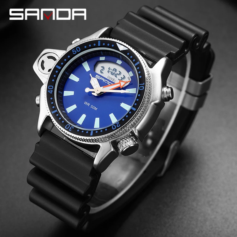 

Fashion Sanda New Sport Men's Watch Casual Style Watches Men Military Quartz Wristwatch Diver S Shock Man Relogio Masculino 3008