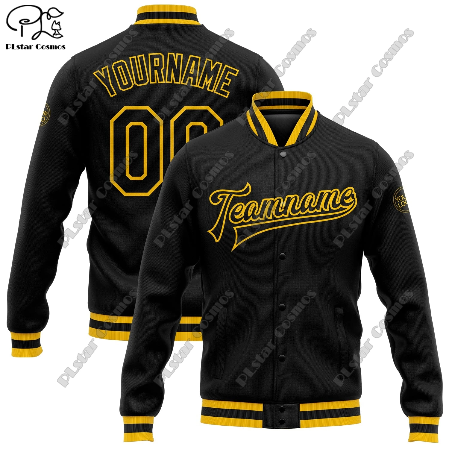 3D Printing Custom Name Logo Jacket Colorful Letters Aviator Full Snap Jacket Unisex Team Gift Winter New Arrival Series JK-1