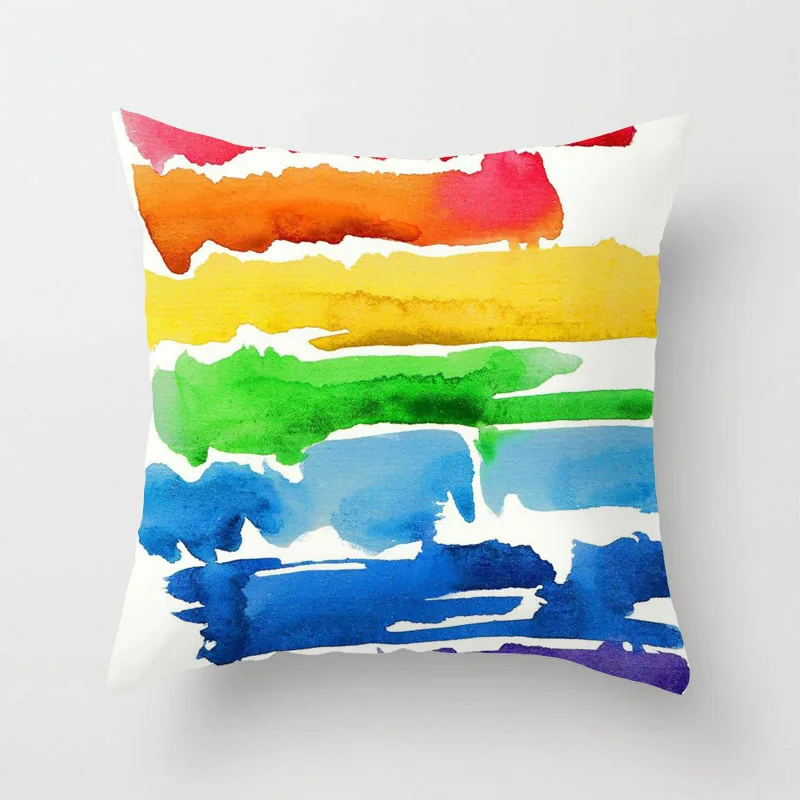 Rainbow Geometric Art NORDIC MINIMALIST Throw Pillow Case Sofa Cushion Cover Home Decor (45cm x 45cm)