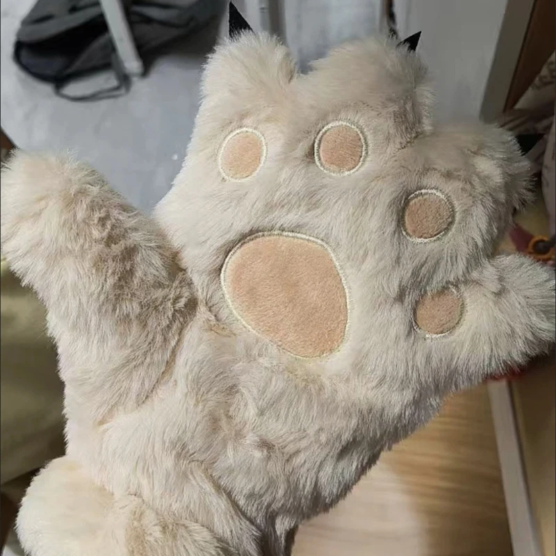 Rękawiczki pluszowe w kształcie łap misia/kota, urocze, zimowe, grube, ocieplane, przyjazne dla skóry, idealne na prezent dla uczennic, do zawieszenia na szyi.