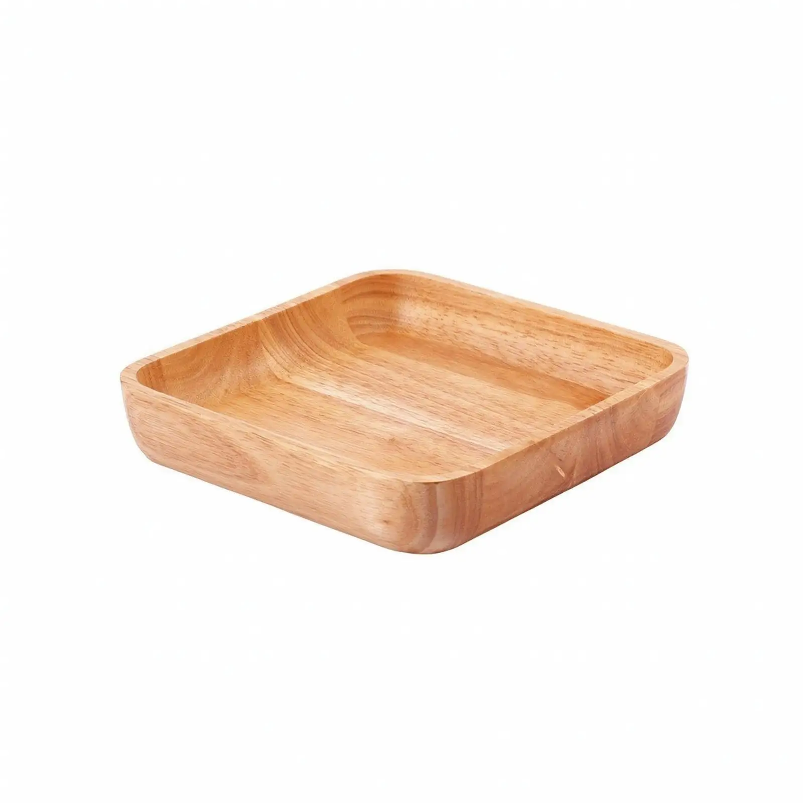 Rubber Wood Square Bowl for Rice Side Dish Serving Tray Natural Grain Tabletop