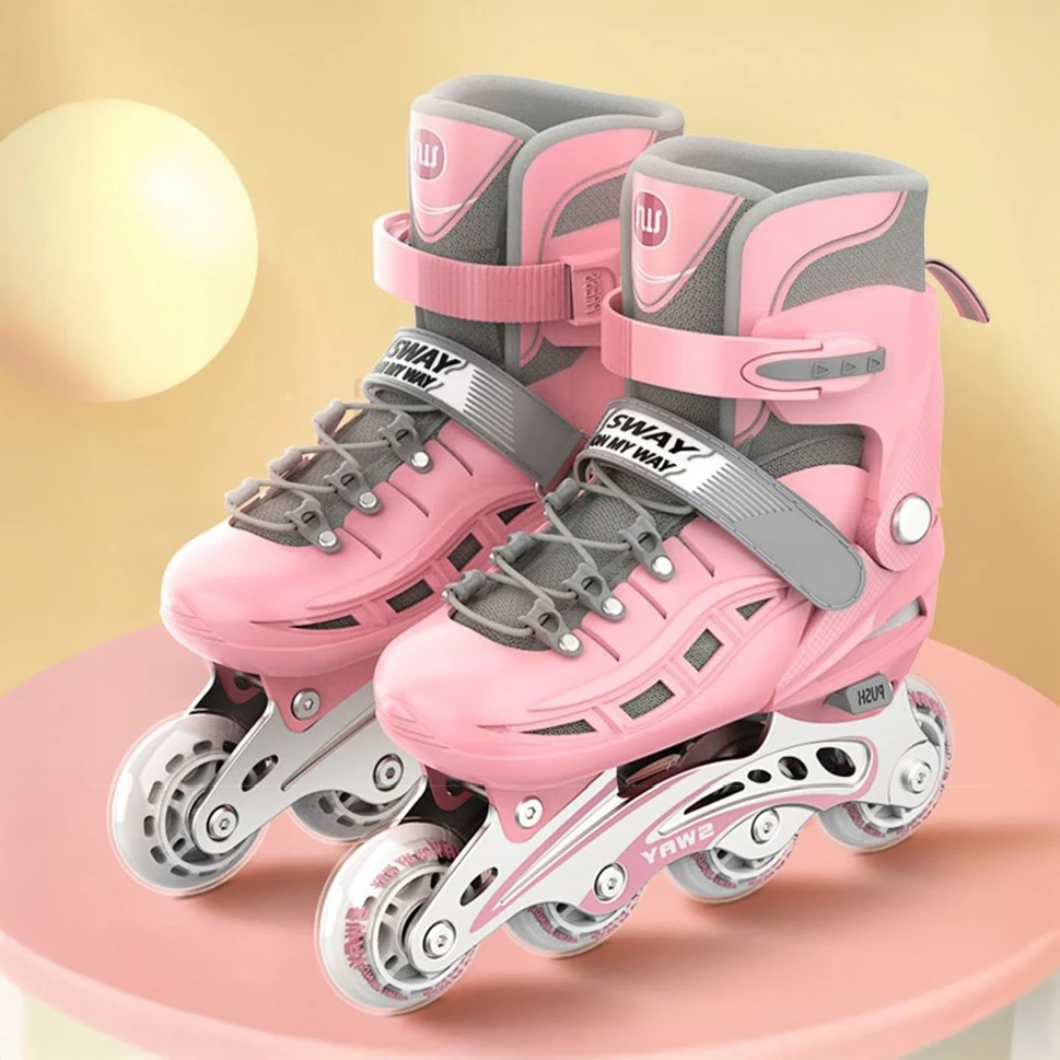أطفال حذاء تزلج بعجلات قابل للتعديل زلاجات دوارة عجلات وامضة بنين بنات الشباب المبتدئين التدريب في الهواء الطلق أحذية التزلج الرياضية