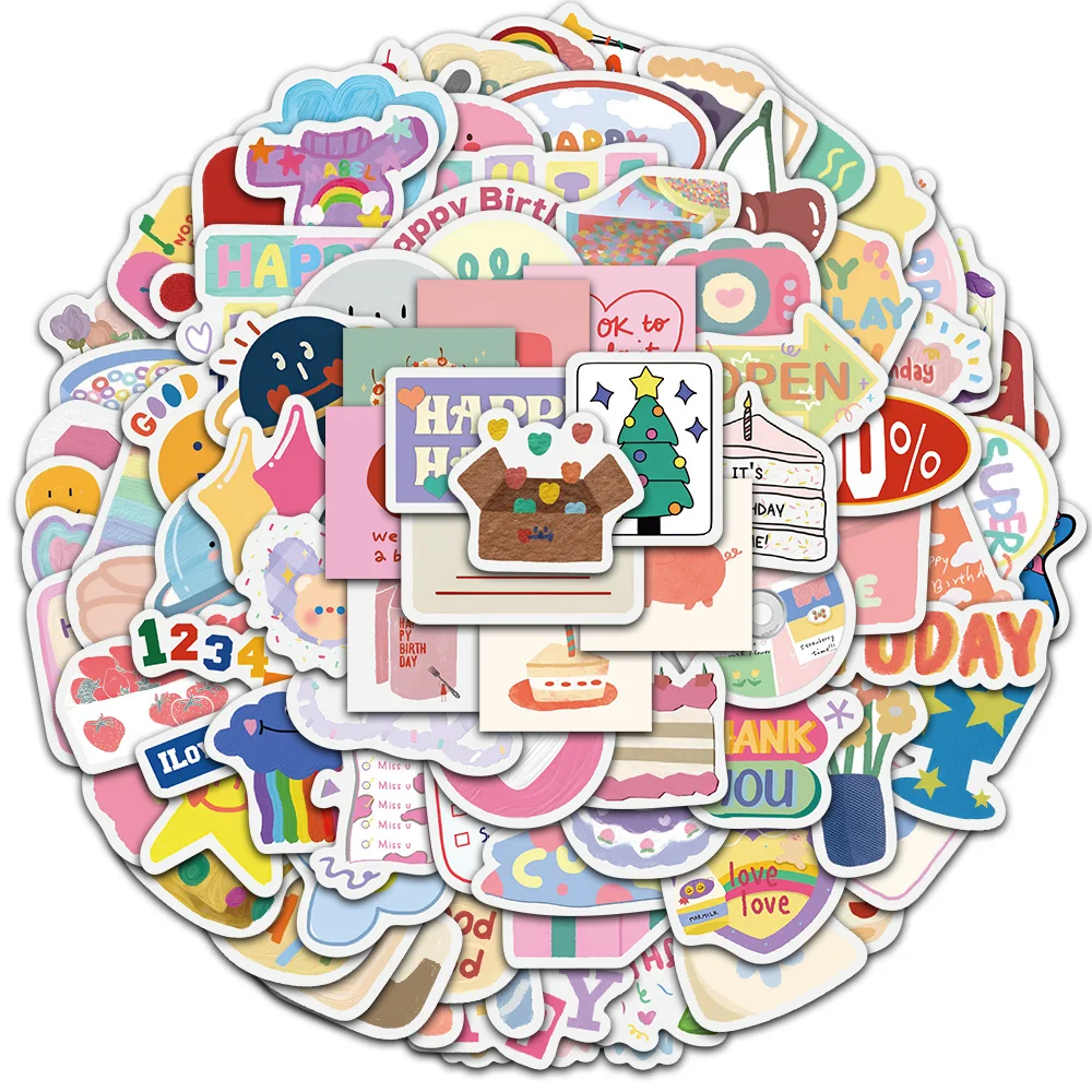 

90/180 шт., наклейки с изображением с днем рождения, граффити, поздравительные открытки для дня рождения/подарки/таблетки/чашки/двери/украшение столешницы