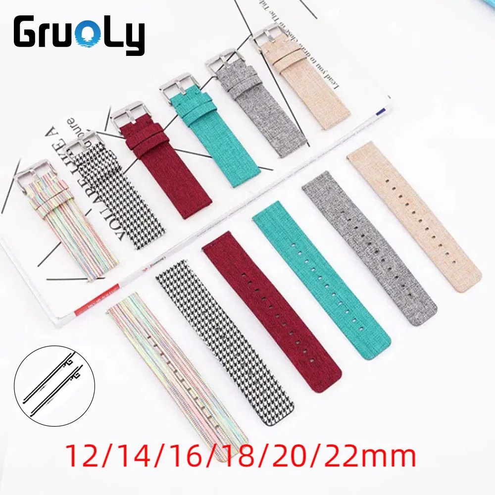 

Nylon Canvas Watchband Strap Quick Release 12mm 14mm 16mm 18mm 20mm 22mm Universal Wrist Band For Samsung Huawei gt4/5 pro Watch