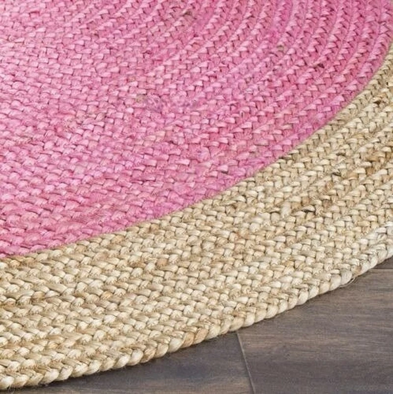 Rug Natural Jute Handmade Rug Round Reversible Braided Rug Modern Area Floor Mat Living Room Decoration