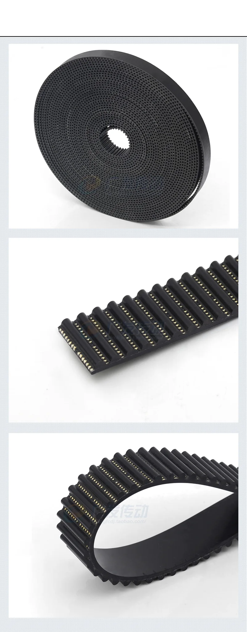 MXL Black polyurethane TPU open-ended timing belt Kevlar core width 6mm 10mm