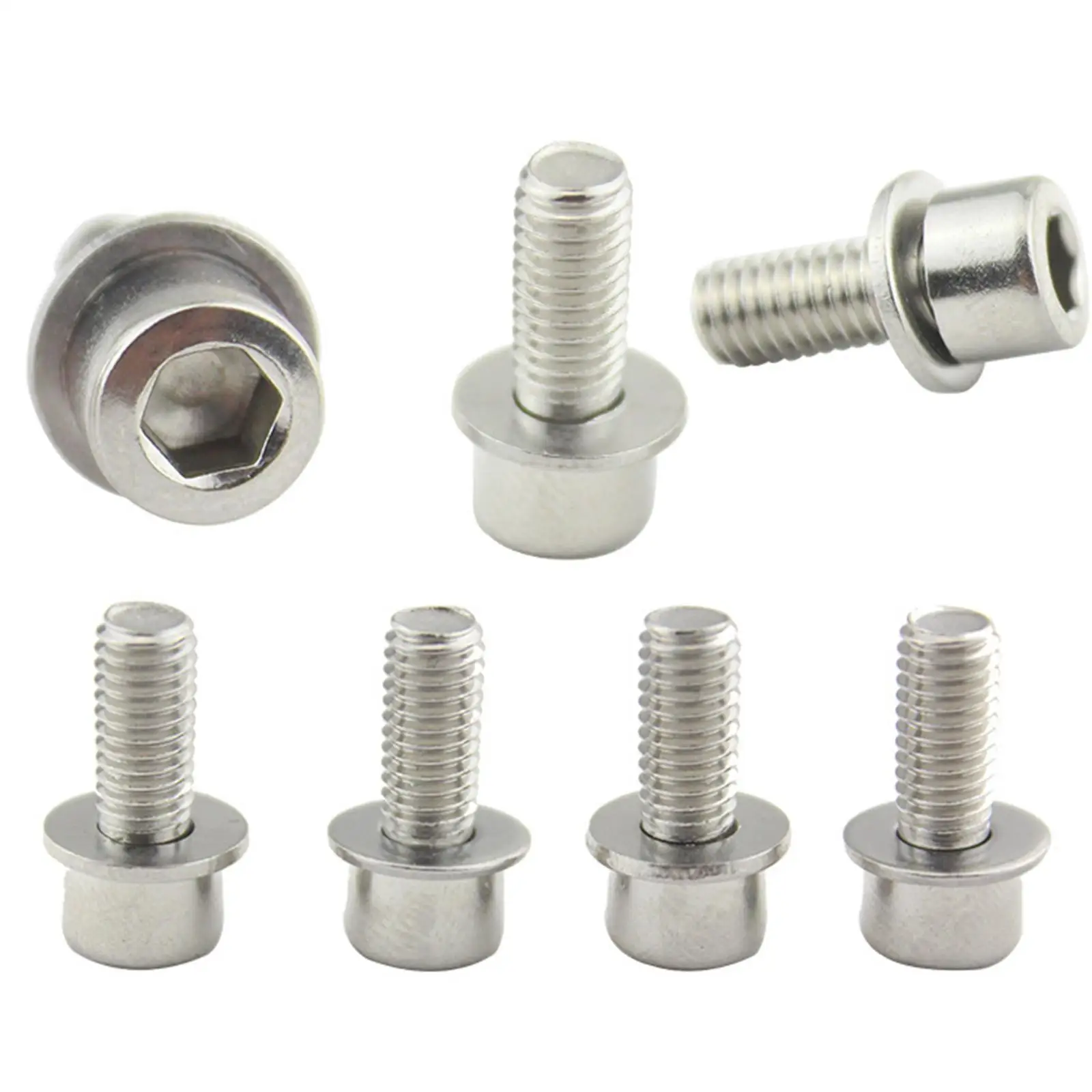 M5 Stainless Steel Bike Bottle Cage Bolt Set 12mm Hex Socket Tapping Screws with Washer for Mountain Bike Bicycle Frame Mounting