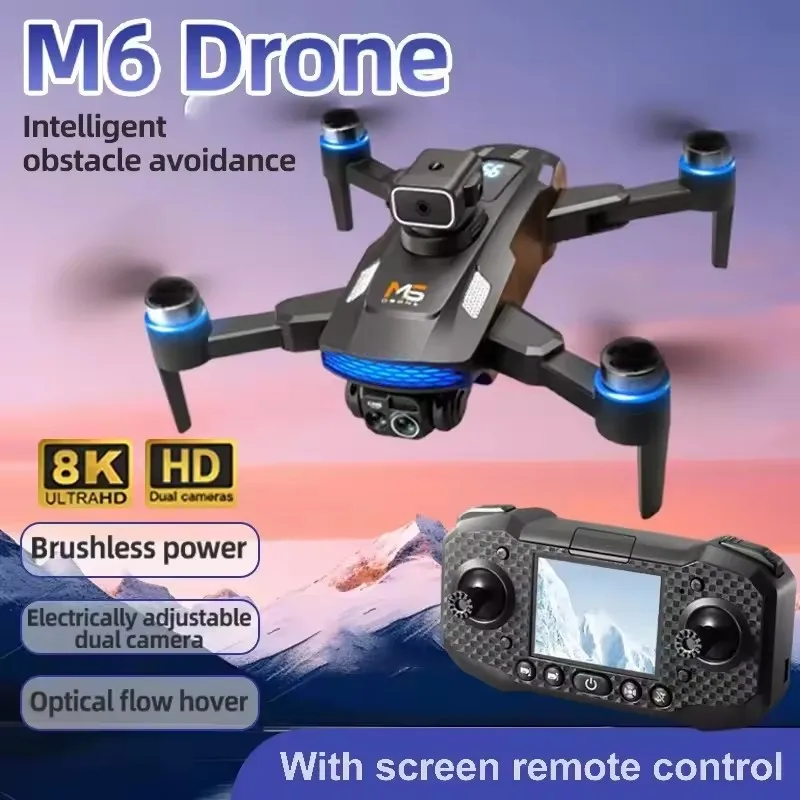 

Новый дрон M6 с профессиональной HD-камерой 8K, Wi-Fi 5G, FPV-видео 4K, БПЛА с экраном и пультом ДУ, радиоуправляемый квадрокоптер