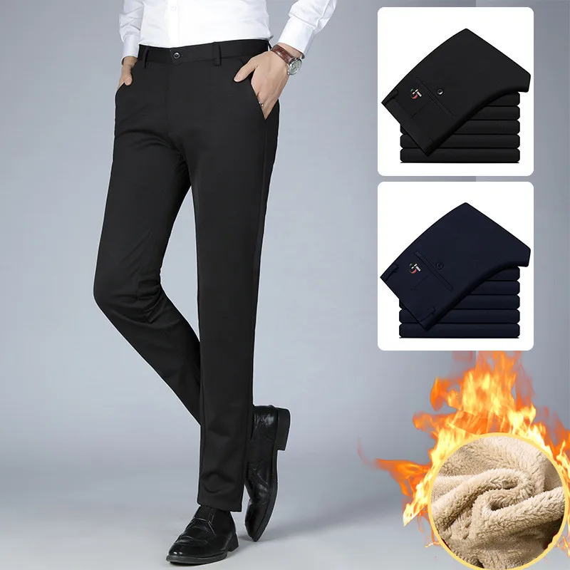 MRMT-pantalones de terciopelo grueso para hombre, Pantalón elástico informal de negocios, pantalones largos de pierna recta, 2024