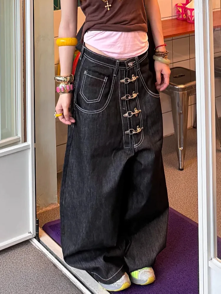 

Loose Wide Leg Knife Denim Jeans High Waist Vintage American Style for Men And Women Street Fashion Trousers