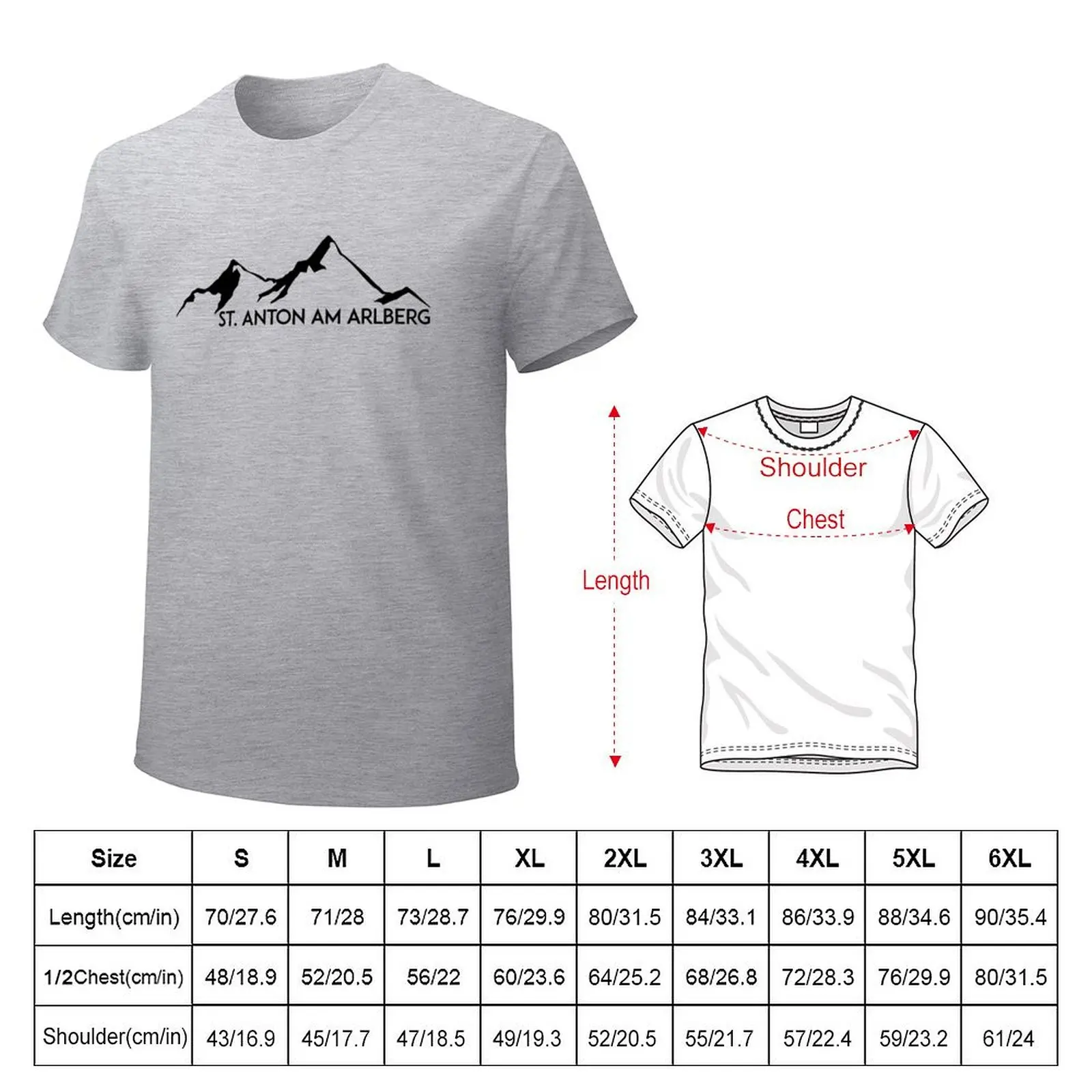 SKIING SAINT ANTON AM ARLBERG Ski Mountain Mountains Skis Silhouette Snowboard Snowboarding T-shirt