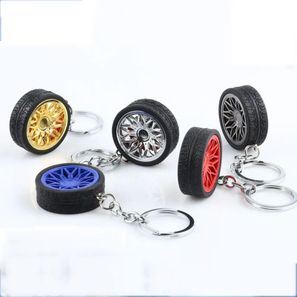 Simulation Tire Car Wheel Keychain Simulation 3D Tire with Brake Disc Rubber Tire Keyring Auto Wheel Silicone Car Lover Gifts