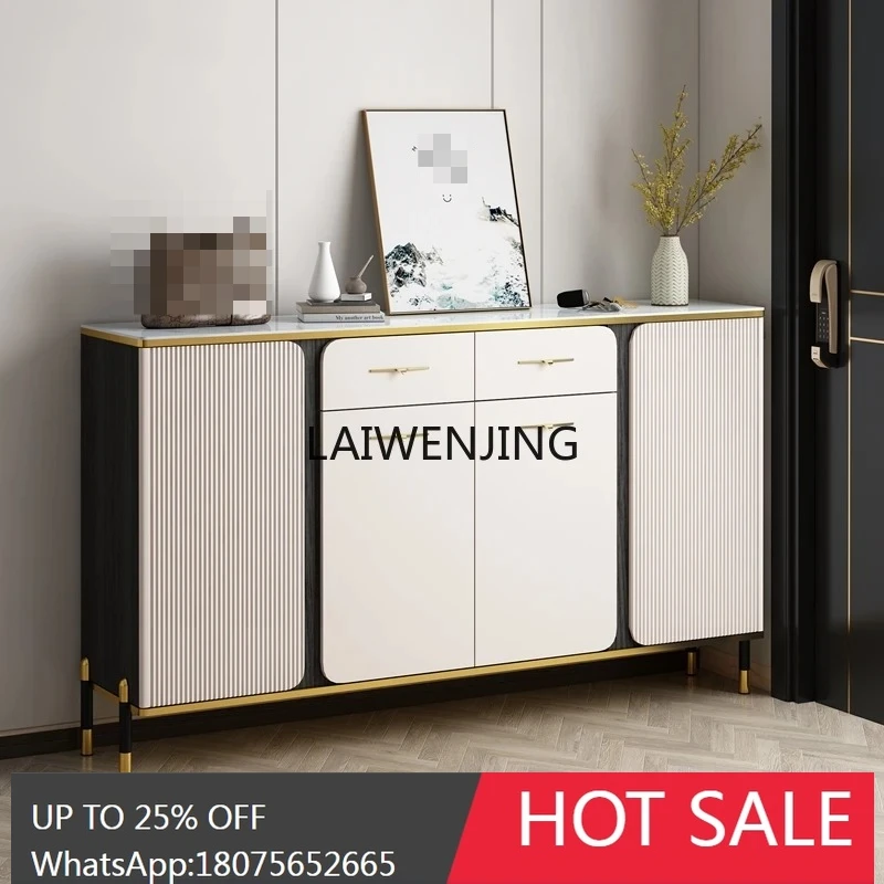 Light luxury solid wood rock slab shoe cabinet household door simple entrance foyer new storage cabinet
