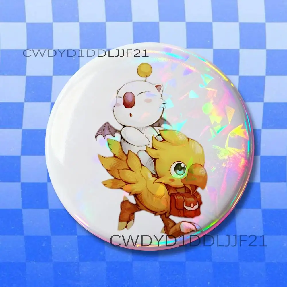 F-Final Fantasy Moogle FF VII Icons Badge Creative Figure Enamel Pins Round Tinplate Brooch Bag Clothes Accessories