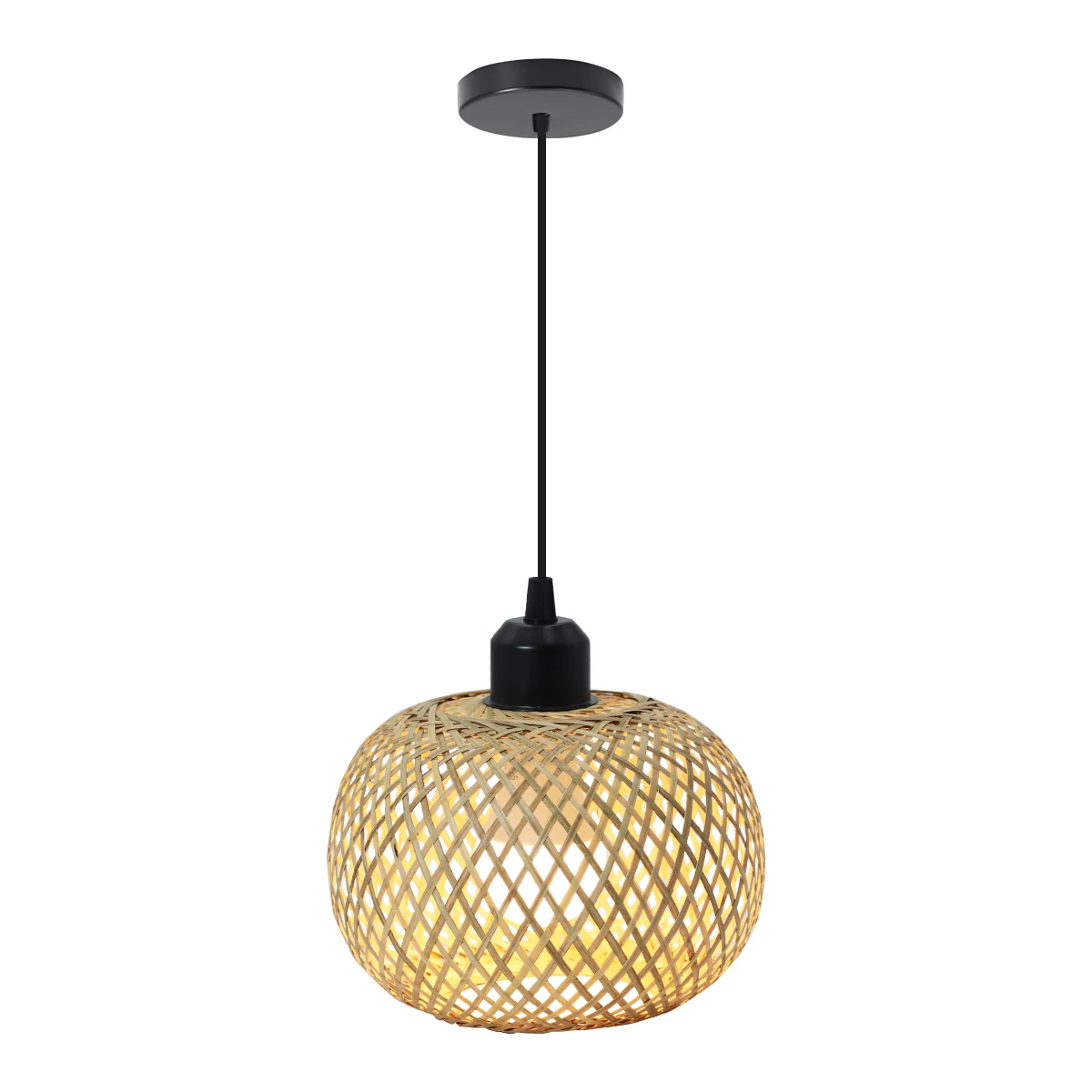 Bambus Pendelleuchte Natürliche Rattan Kronleuchter E27 Handstricken Café Restaurant Wohnzimmer Dekor Hängelampe Innen