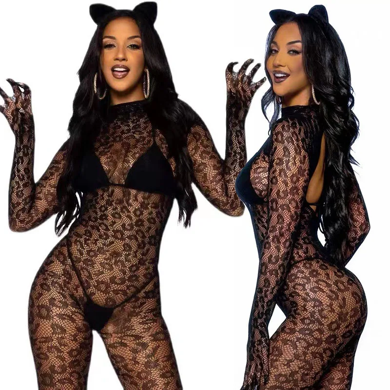 

Sexy Lingerie Women Full Bodystockings Sexy Leopard Print Costume Porn Tight Underwear Fishnet Bodysuit Sex Set Erotic Sleepwear