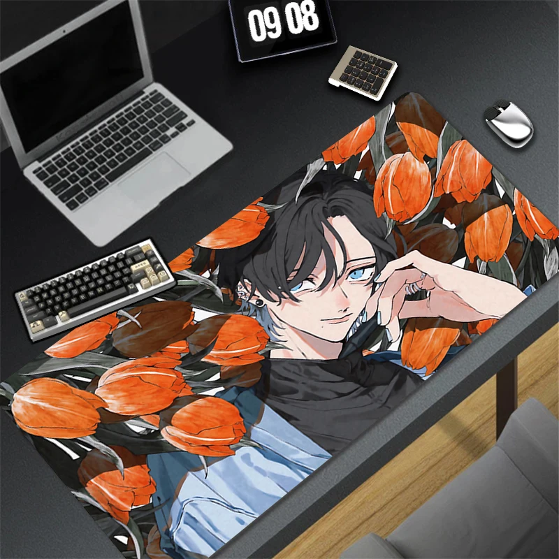 

Коврик для мыши для офиса и игр, для ноутбука и настольного компьютера, с цветочным узором, аниме-дизайн для геймеров, аксессуар для компьютера, коврик для клавиатуры