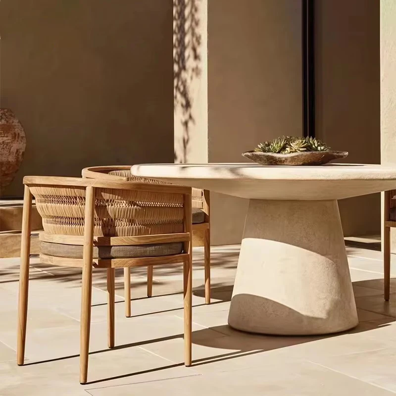 High-quality teak outdoor furniture table and chair set, waterproof and sun protection, ideal for gardens, courtyards, terraces