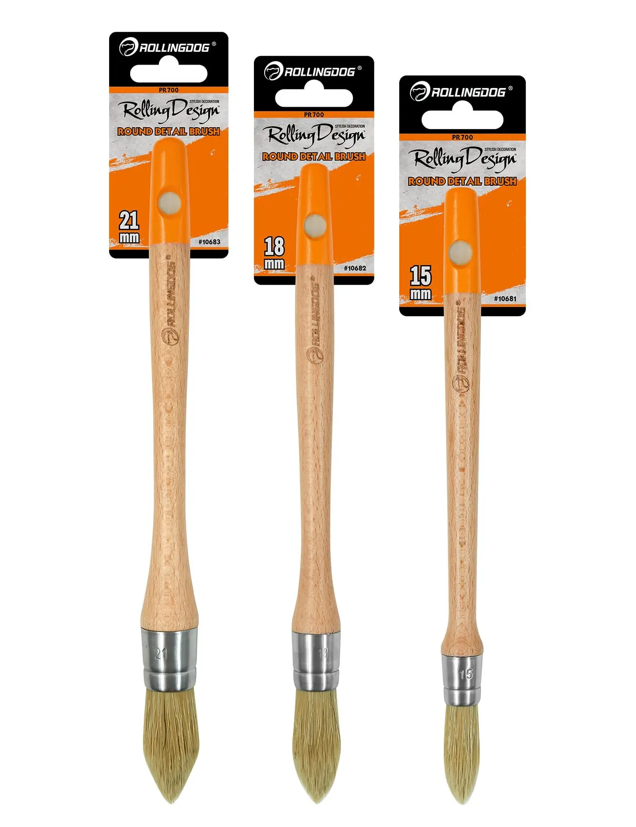 Rollingdog Trim Paint Brush 3Pc Trim Brush Set Small Paint Brush, Edge Painting Tool for Windows, Walls, Doors(15Mm,18Mm,21Mm)