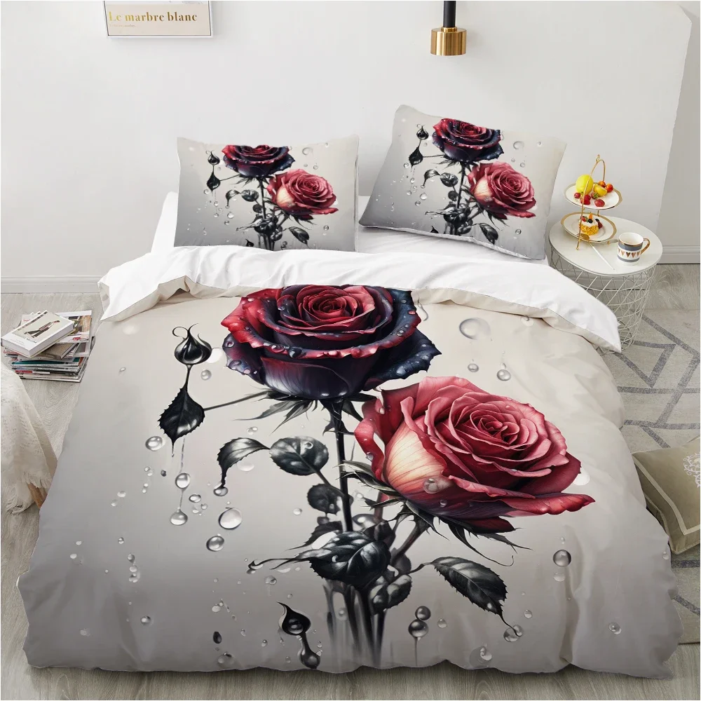 

3D Floral Bedding set Duvet/Quilt/Comforter Cover sets Flower Bed Linen red rose Design Custom King Queen Full Size 260x240