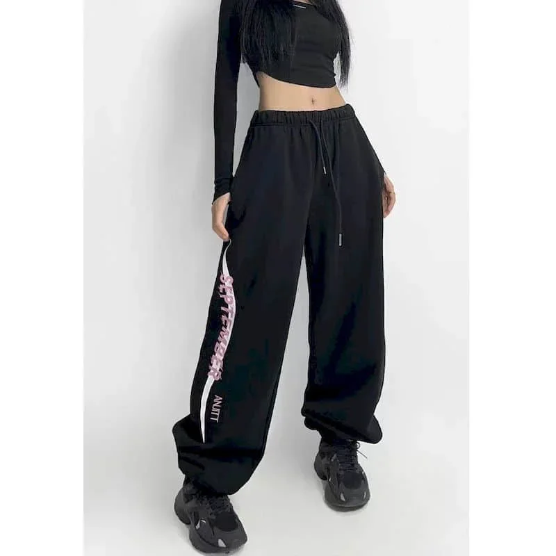 

Hip-hop Women's Pants Straight Casual Printed Pants Loose Sporty Streetwear American Vintage Trousers Korean Fashion Y2k Pants