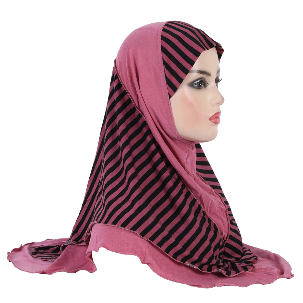 12 Stuks Hoge Kwaliteit Middelgrote 70*65 Cm Moslim Amira Hijab Print Twee Layer Pull Op Islamitische Sjaal hoofd Wrap Amira Hoofddeksels Ramadan