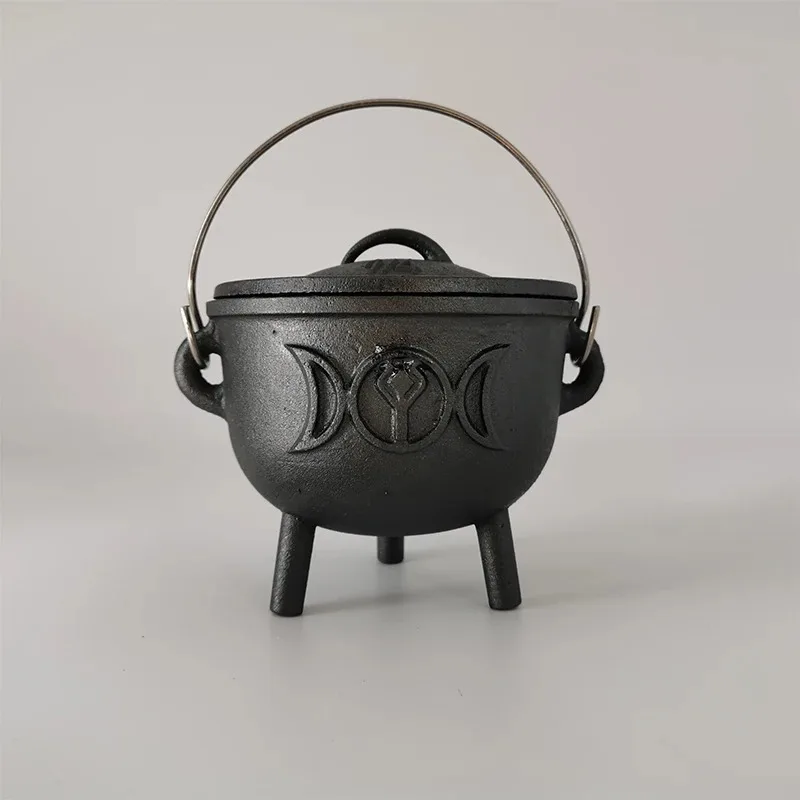 South Africa Cast Iron Ritual Props Three Legs Witch Burning Pot, 480ml