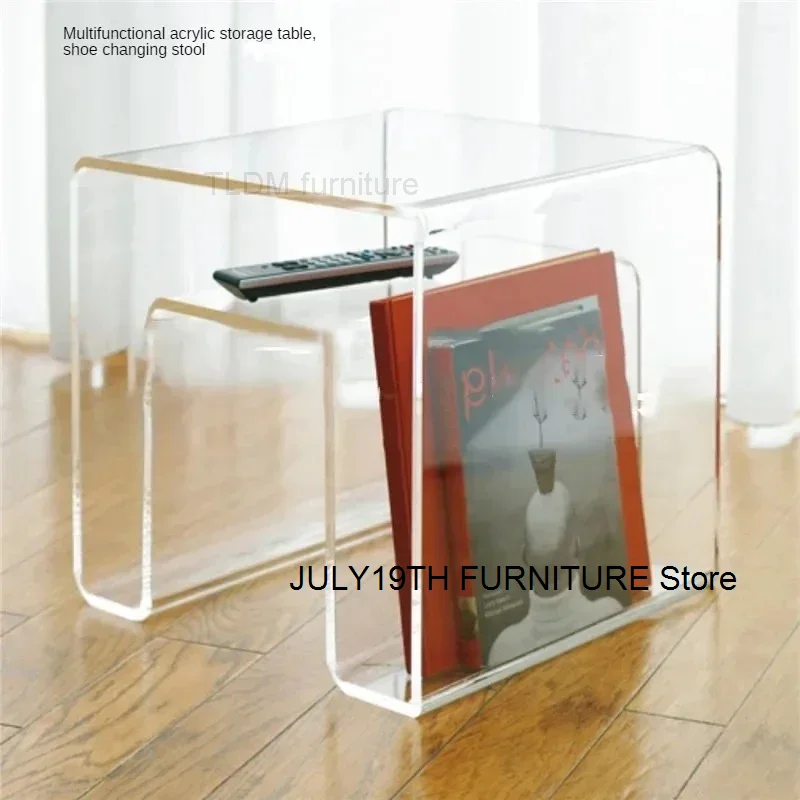 Custom Magazine Rack Original Transparent Home Acrylic Multifunctional Simple Magazine Sides Table Sofas Bedroom Bedside Cabinet